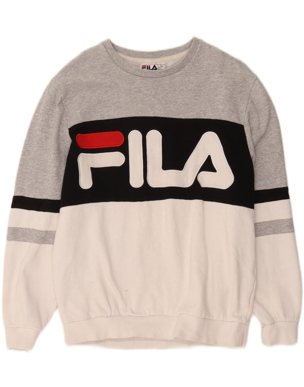 Fila Mens Graphic Sweatshirt Jumper Small Grey Colourblock Cotton
