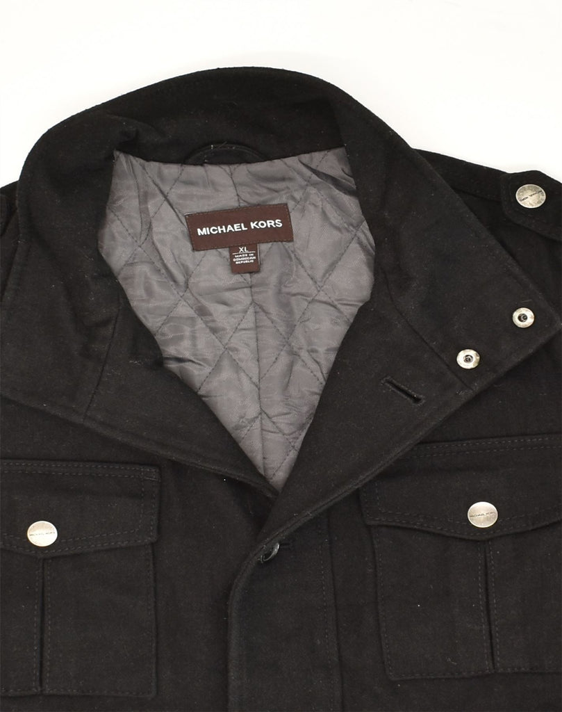 MICHAEL KORS Mens Military Jacket UK 42 XL Black Wool | Vintage Michael Kors | Thrift | Second-Hand Michael Kors | Used Clothing | Messina Hembry 