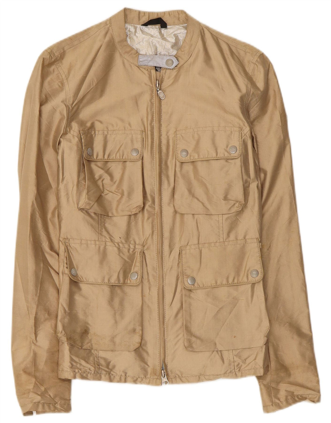 Belstaff Womens Utility Jacket IT 42 Medium Beige Silk