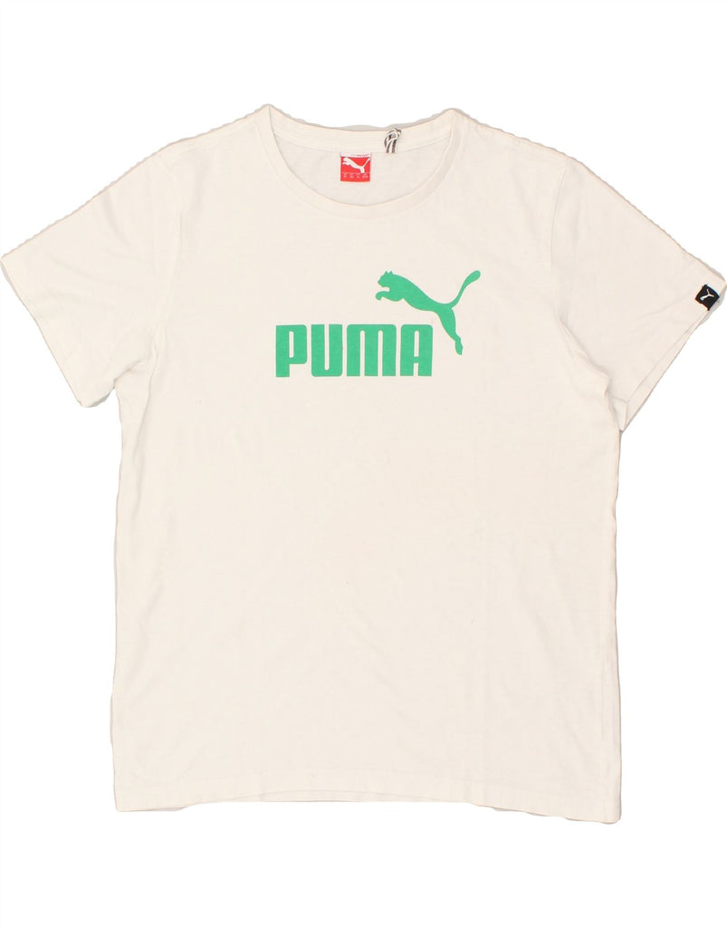 PUMA Boys Graphic T-Shirt Top 13-14 Years White Cotton | Vintage Puma | Thrift | Second-Hand Puma | Used Clothing | Messina Hembry 