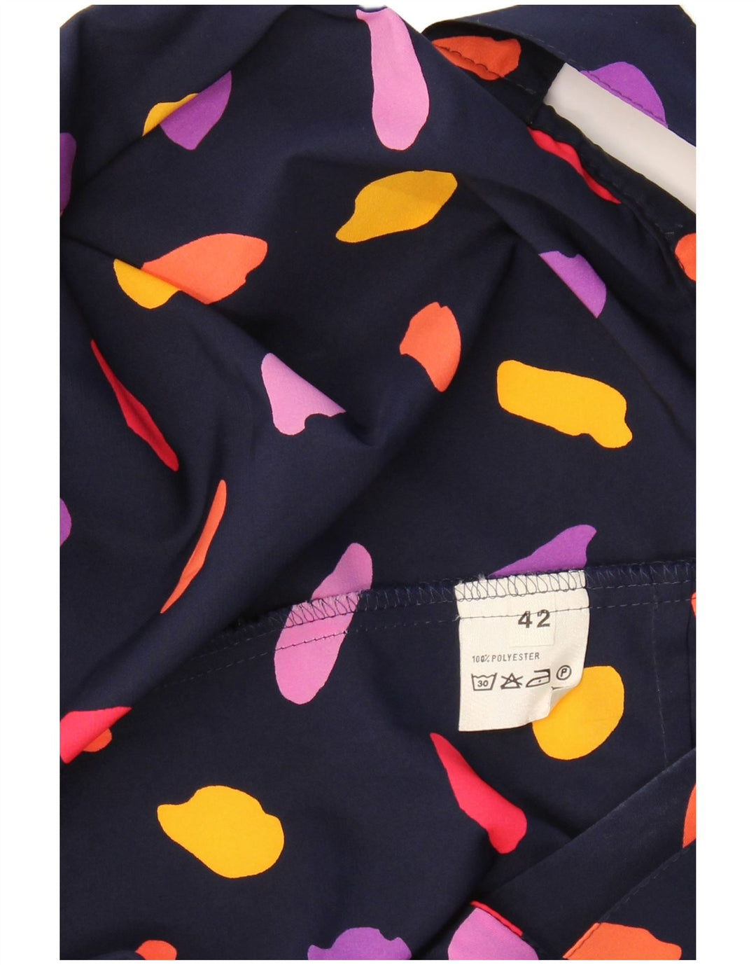 VINTAGE Womens Cami Top IT 42 Medium Navy Blue Spotted Polyester