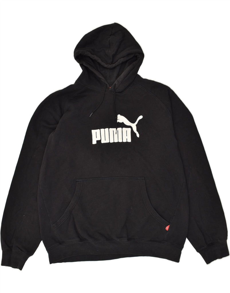 PUMA Mens Graphic Hoodie Jumper XL Black Cotton | Vintage Puma | Thrift | Second-Hand Puma | Used Clothing | Messina Hembry 