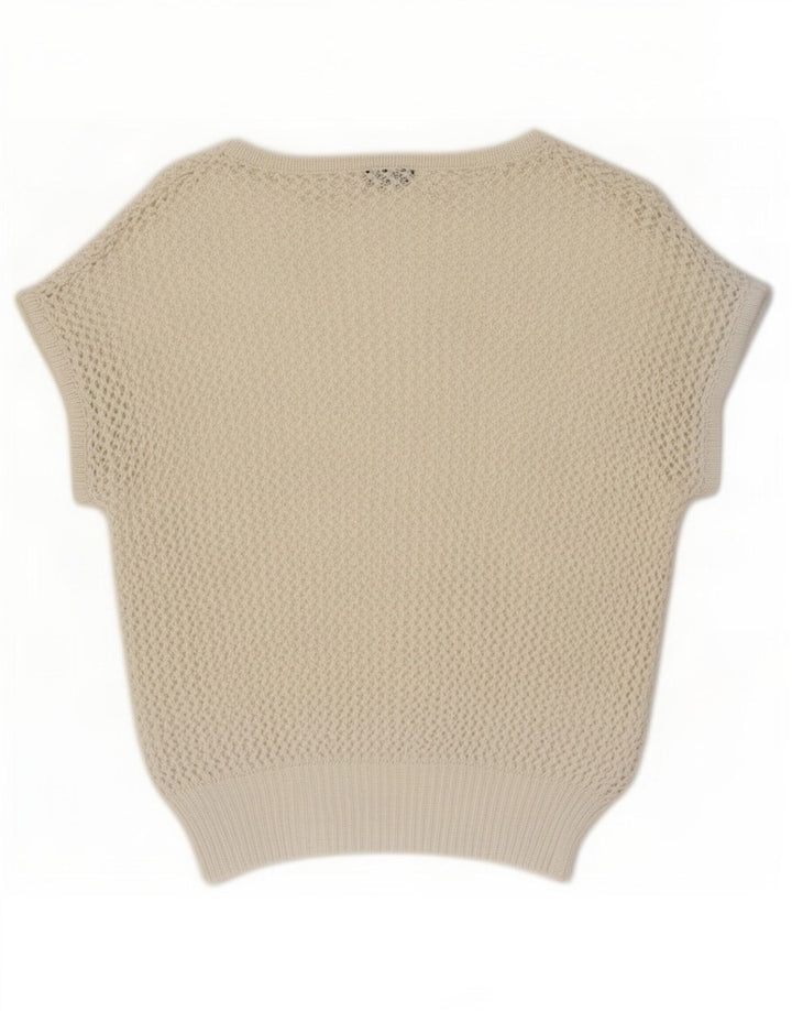 Vintage Womens Crochet Vest Tank Top UK 12 Medium White