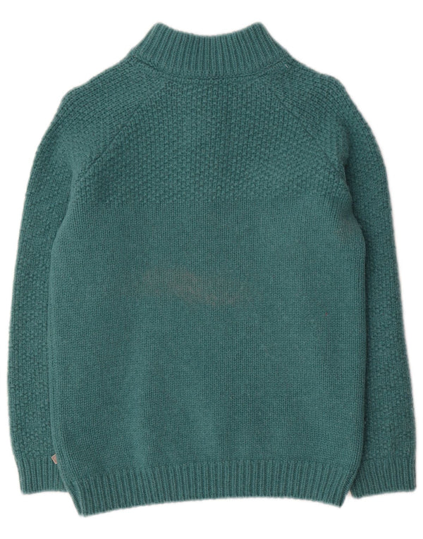 Weird Fish Womens Zip Neck Jumper Sweater UK 10 Small Green Wool