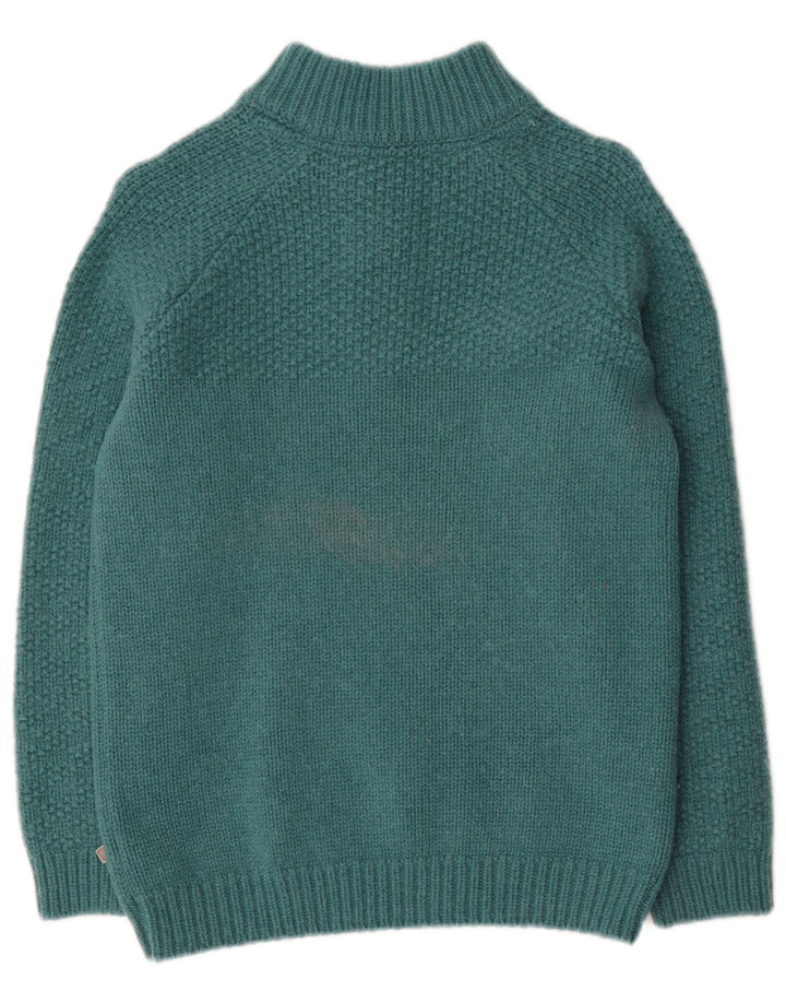 Weird Fish Womens Zip Neck Jumper Sweater UK 10 Small Green Wool