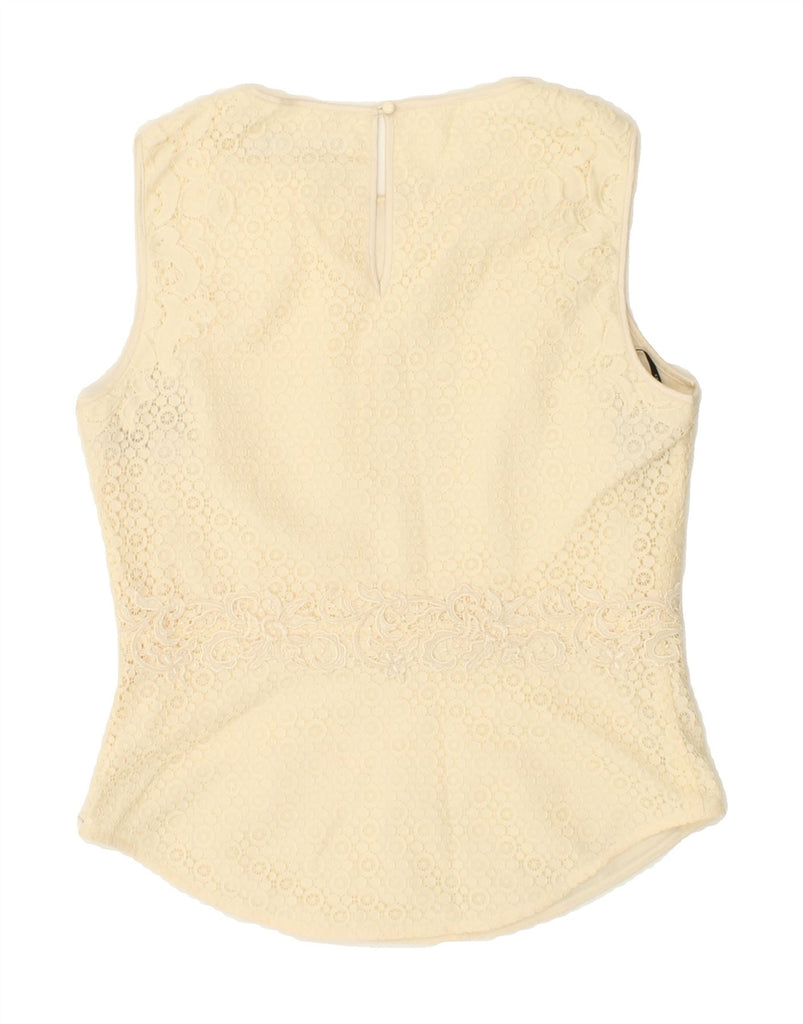 KAREN MILLEN Womens Sleeveless Blouse Top UK 12 Medium Beige Polyamide Vintage Karen Millen and Second-Hand Karen Millen from Messina Hembry 