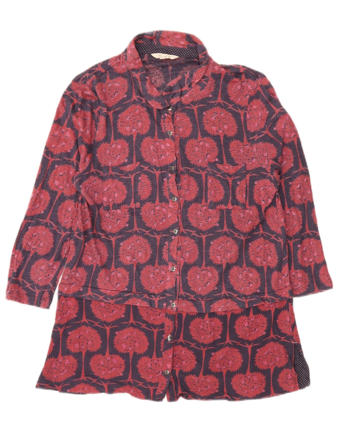 White Stuff Womens Longline Shirt Blouse UK 14 Large Navy Blue