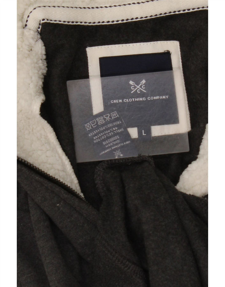 CREW CLOTHING Mens Zip Neck Sweatshirt Jumper Large Grey Cotton