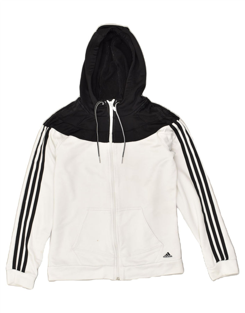 ADIDAS Womens Zip Hoodie Sweater UK 8/10 Small  White Colourblock | Vintage Adidas | Thrift | Second-Hand Adidas | Used Clothing | Messina Hembry 