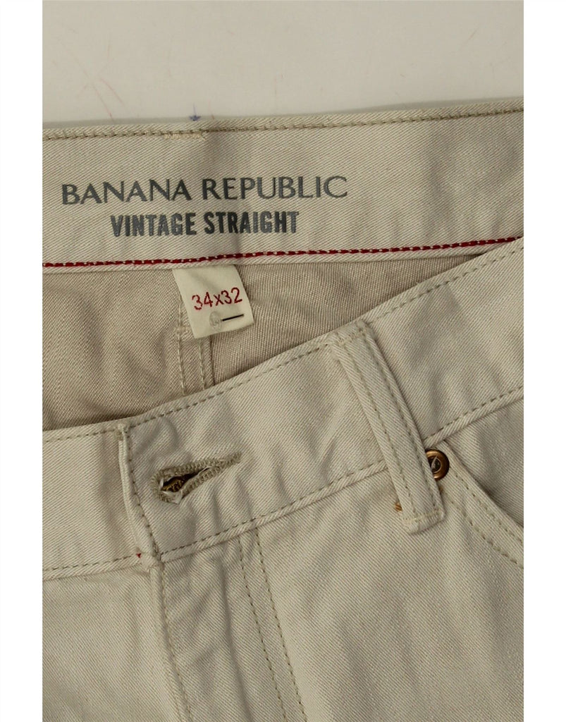 BANANA REPUBLIC Mens Straight Casual Trousers W34 L32 Off White Cotton Vintage Banana Republic and Second-Hand Banana Republic from Messina Hembry 