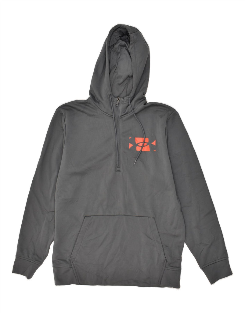 UNDER ARMOUR Mens Zip Neck Hoodie Jumper Medium Grey Polyester | Vintage Under Armour | Thrift | Second-Hand Under Armour | Used Clothing | Messina Hembry 