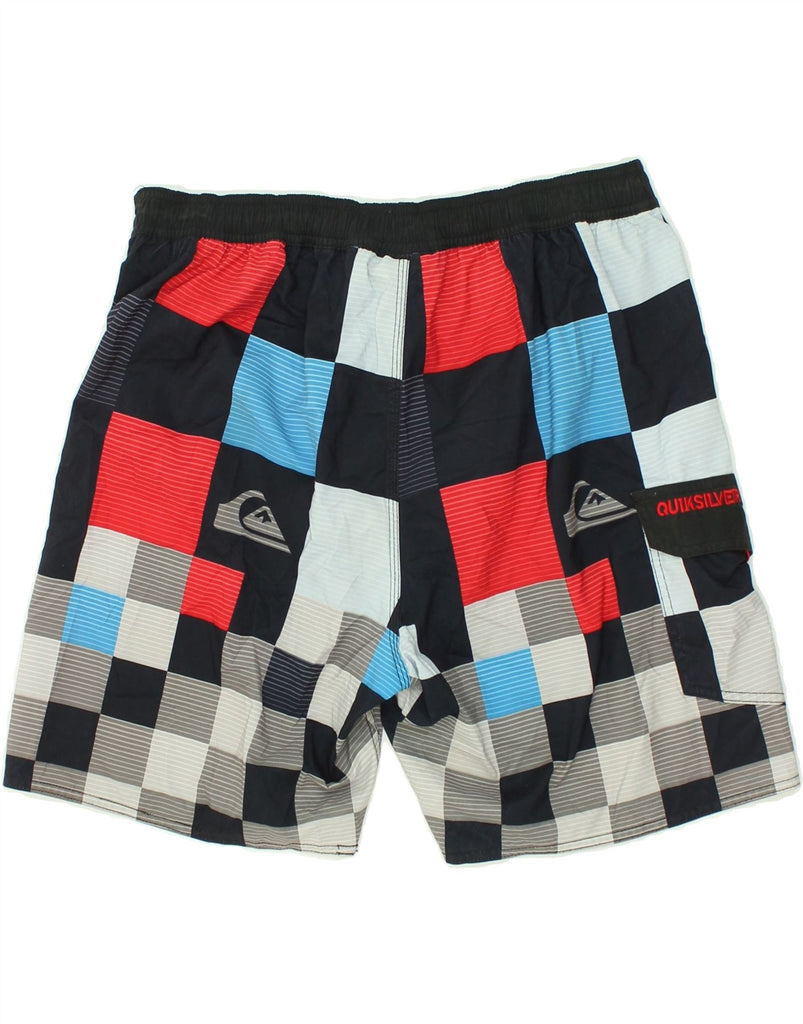 QUIKSILVER Mens Swimming Shorts XL W36 Multicoloured Check Polyester | Vintage Quiksilver | Thrift | Second-Hand Quiksilver | Used Clothing | Messina Hembry 