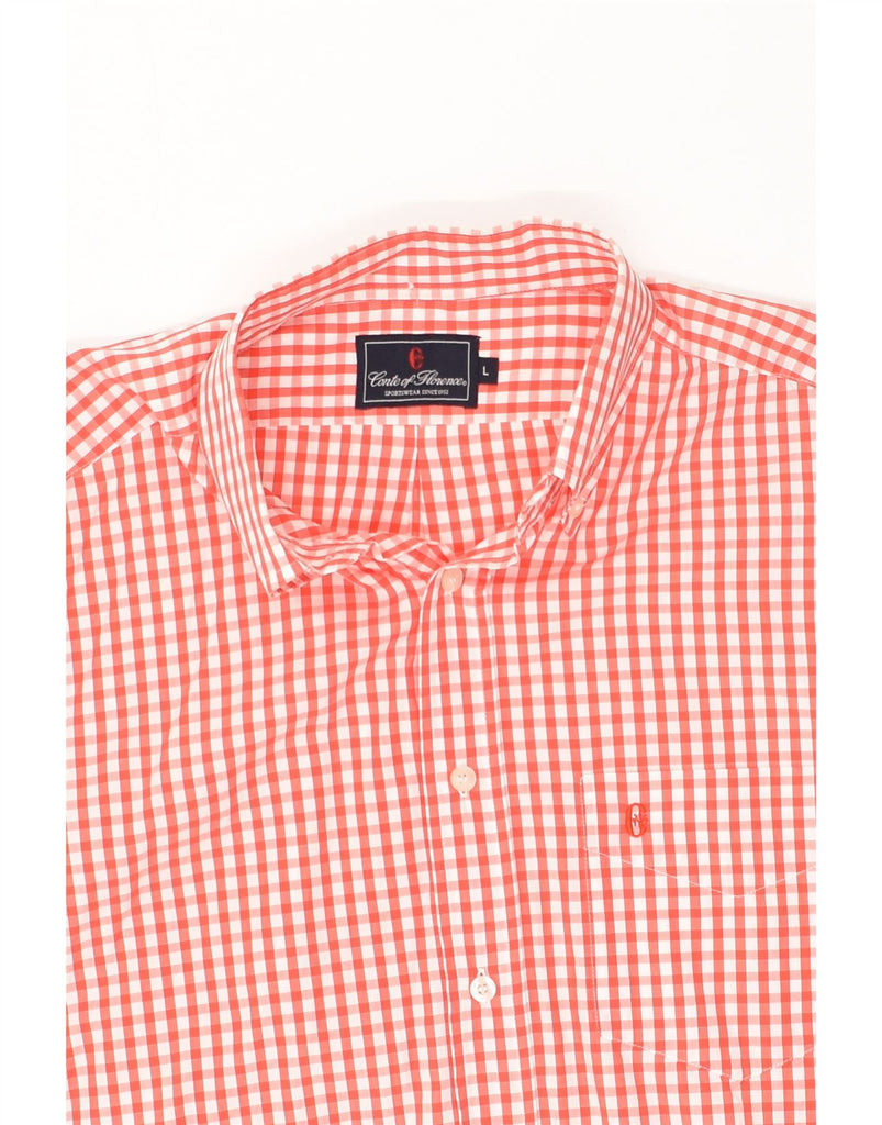 CONTE OF FLORENCE Mens Shirt Large Red Check Cotton | Vintage Conte of Florence | Thrift | Second-Hand Conte of Florence | Used Clothing | Messina Hembry 