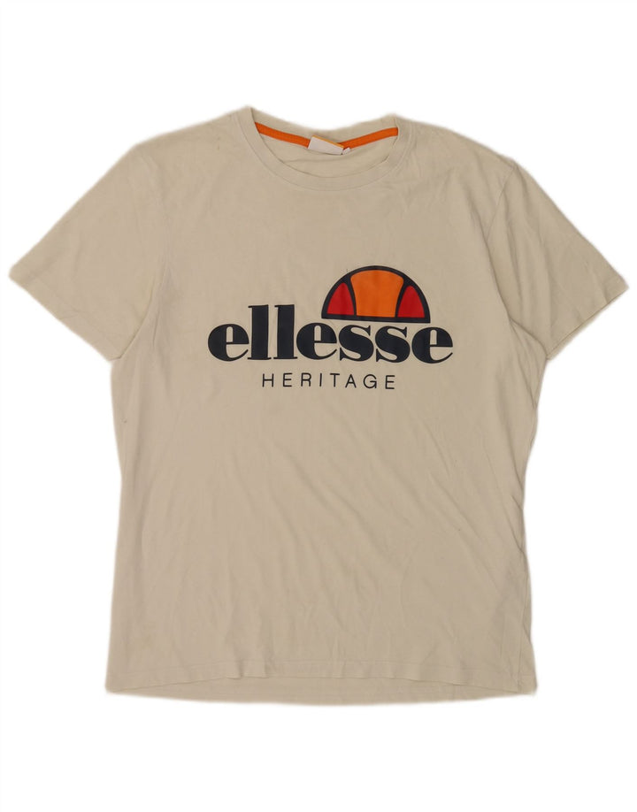 Ellesse Mens Heritage Graphic T-Shirt Top Large White Cotton