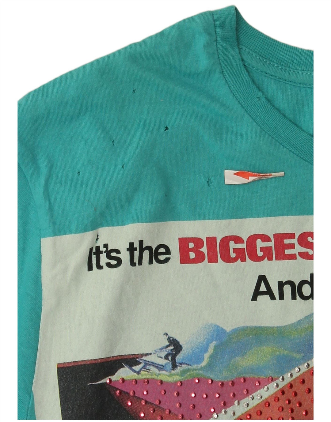 Zara Mens Graphic T-Shirt Top Small Blue Cotton