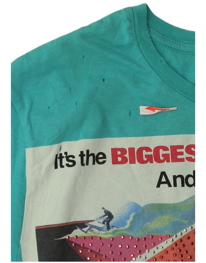 Zara Mens Graphic T-Shirt Top Small Blue Cotton