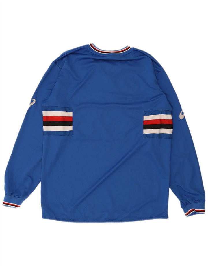 Asics Mens Graphic Top Long Sleeve Large Blue Striped Polyester