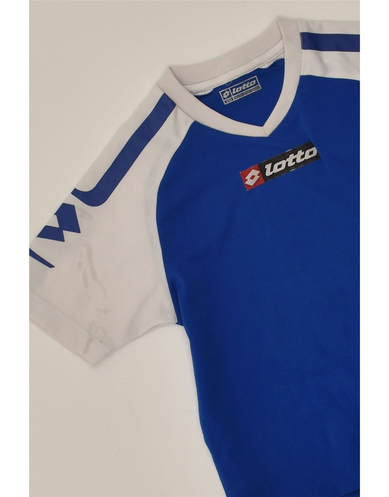 LOTTO Boys Graphic T-Shirt Top 4-5 Years 2XS Blue Colourblock Polyester | Vintage Lotto | Thrift | Second-Hand Lotto | Used Clothing | Messina Hembry 