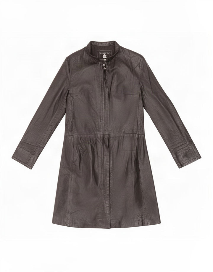 Vintage Womens Leather Coat IT 44 Medium Black