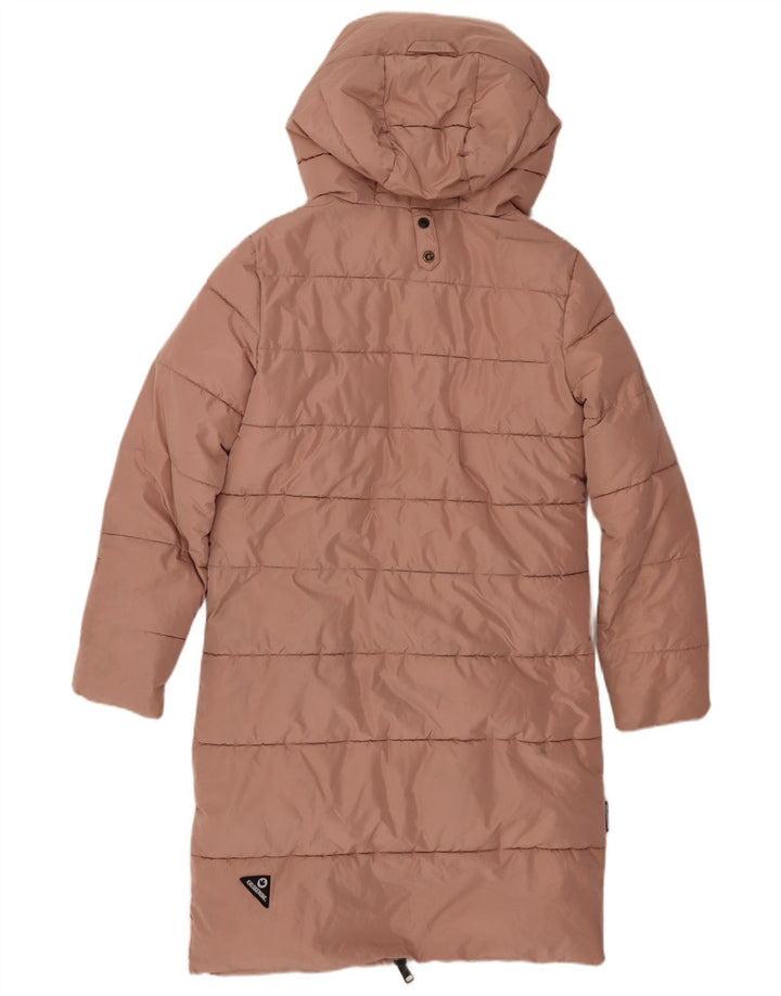 KHUJO Womens Oversized Hooded Padded Coat UK 6 XS Pink Polyester