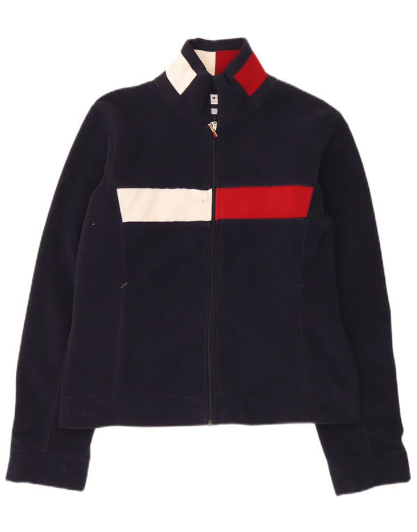 Tommy Hilfiger Womens Fleece Jacket UK 16 Large Navy Blue Colourblock