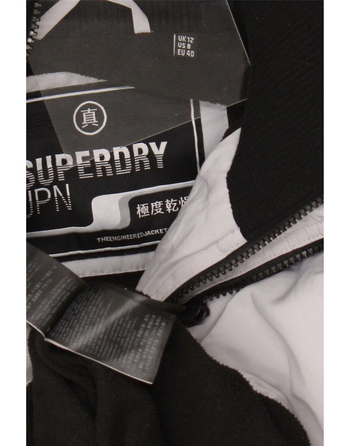 Superdry Womens Hooded Rain Jacket UK 12 Medium Grey Polyester