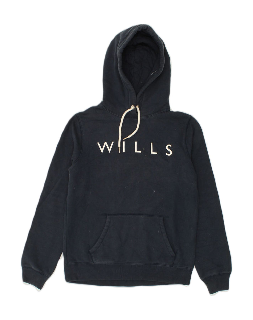 JACK WILLS Womens Loose Fit Graphic Hoodie Jumper UK 10 Small Navy Blue | Vintage Jack Wills | Thrift | Second-Hand Jack Wills | Used Clothing | Messina Hembry 