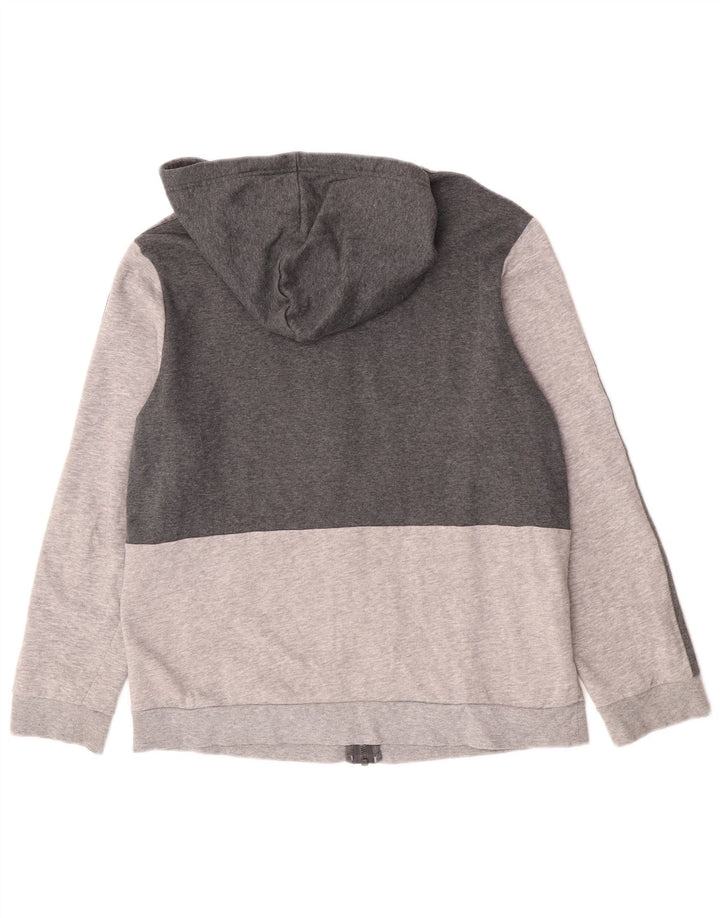 Adidas Womens Zip Hoodie Sweater UK 14 Medium Grey Colourblock