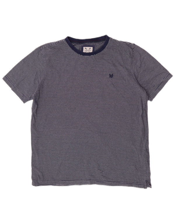 Crew Clothing Mens T-Shirt Top XL Blue Striped Cotton