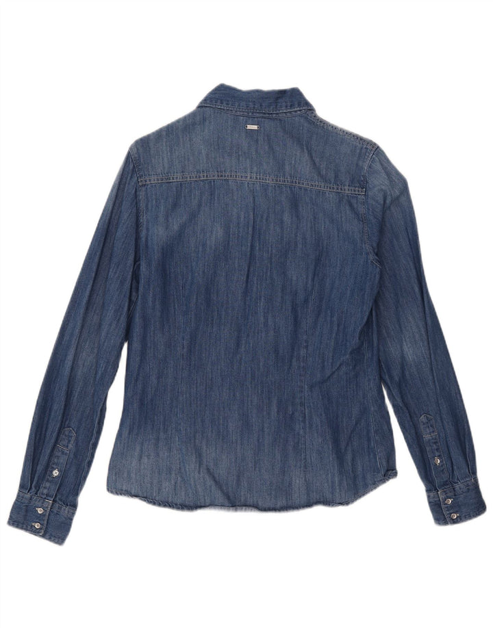 Guess Womens Denim Shirt UK 10 Small Blue Cotton
