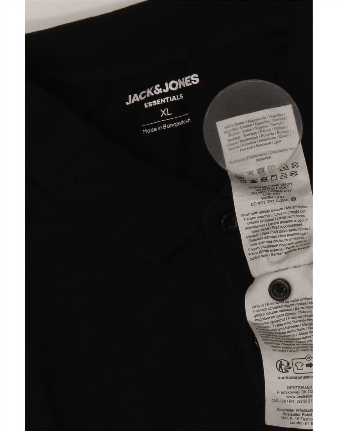 Jack & Jones Mens Polo Shirt XL Black Cotton