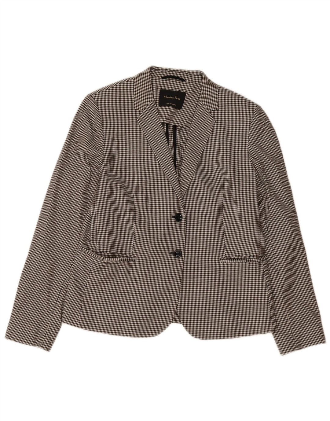 Massimo Dutti Womens 2 Button Blazer Jacket EU 44 XL Black Houndstooth