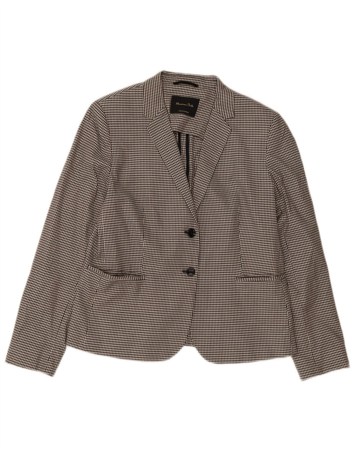 Massimo Dutti Womens 2 Button Blazer Jacket EU 44 XL Black Houndstooth