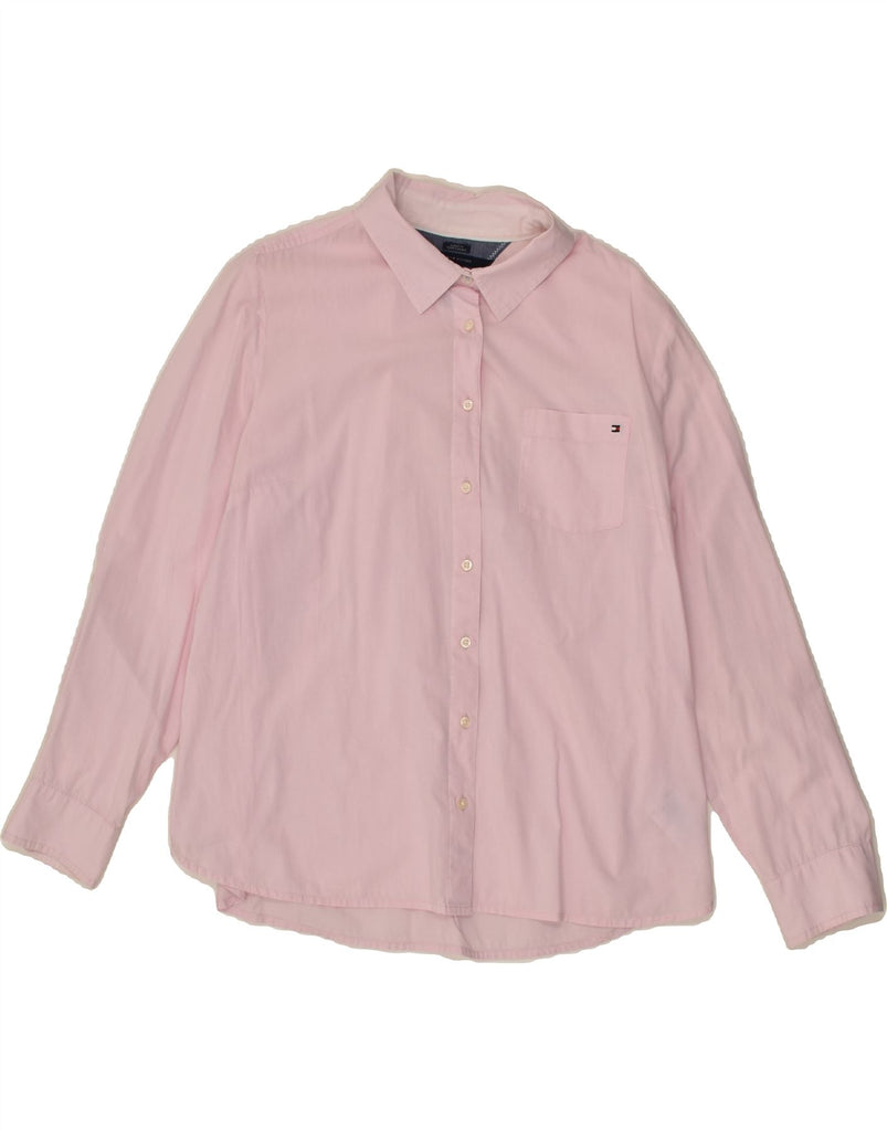 TOMMY HILFIGER Womens Classic Fit Shirt UK 18 XL Pink Cotton | Vintage Tommy Hilfiger | Thrift | Second-Hand Tommy Hilfiger | Used Clothing | Messina Hembry 