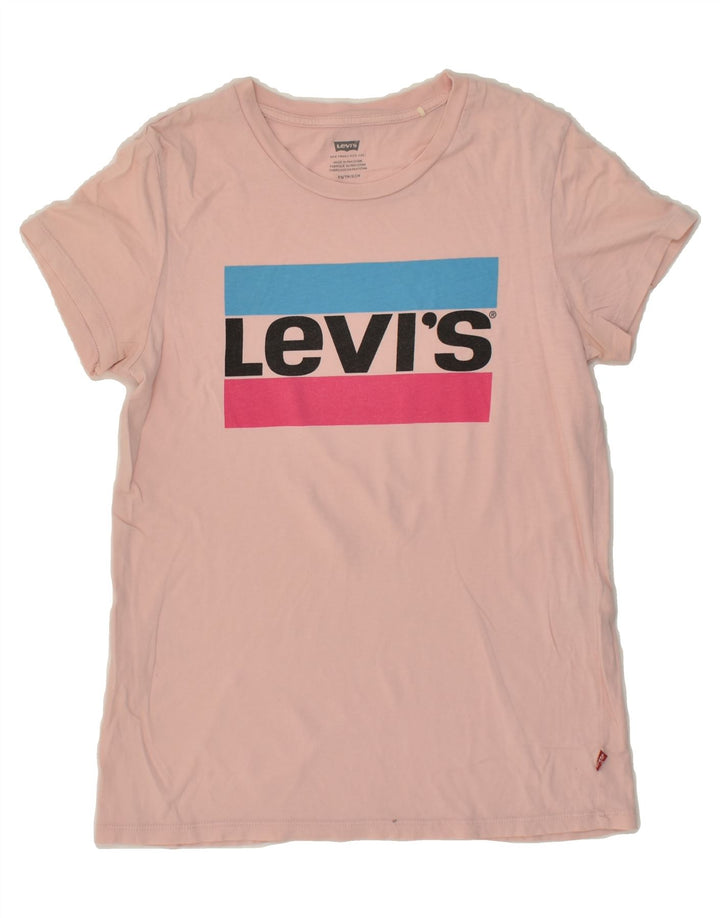 LEVI'S Womens Graphic T-Shirt Top UK 6 XS Pink | Vintage Levi's | Thrift | Second-Hand Levi's | Used Clothing | Messina Hembry 