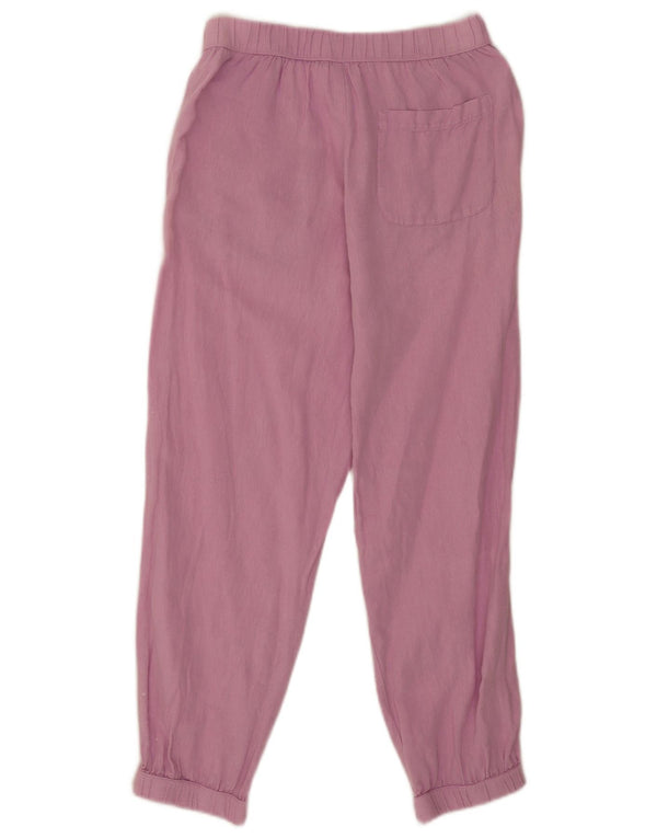 Zara Womens Relaxed Fit Cropped Trousers Small W26 L25 Pink Linen