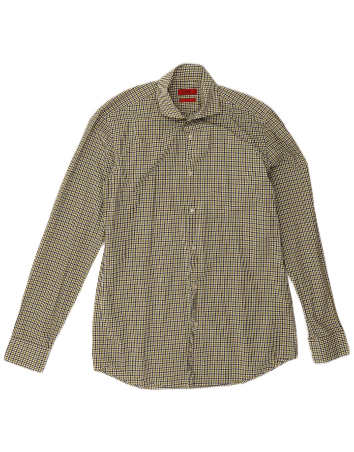 Hugo Boss Mens Slim Fit Shirt Size 15 1/2 Medium Green Gingham Cotton