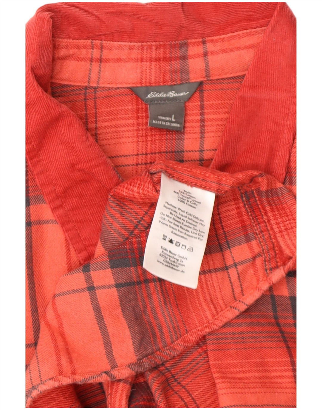 EDDIE BAUER Womens Flannel Shirt UK 16 Large Red Check Cotton
