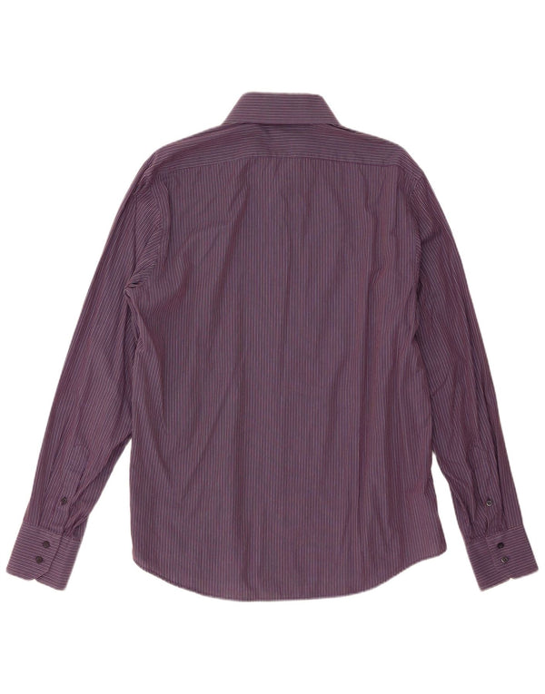 Benetton Mens Shirt Medium Purple Pinstripe