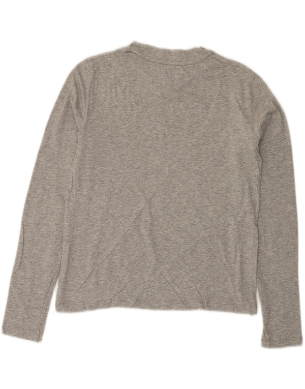 CALVIN KLEIN JEANS Womens Graphic Top Long Sleeve UK 6 XS Grey Flecked