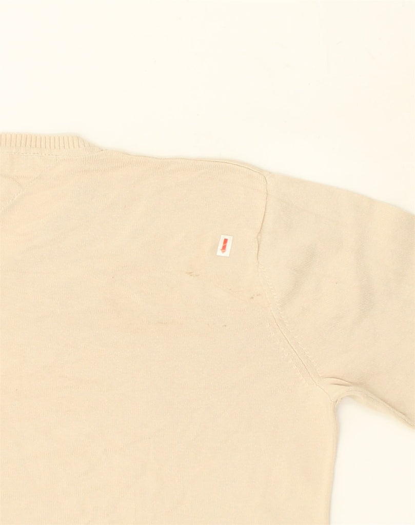 TOMMY HILFIGER Mens V-Neck Jumper Sweater Large Beige Cotton | Vintage Tommy Hilfiger | Thrift | Second-Hand Tommy Hilfiger | Used Clothing | Messina Hembry 