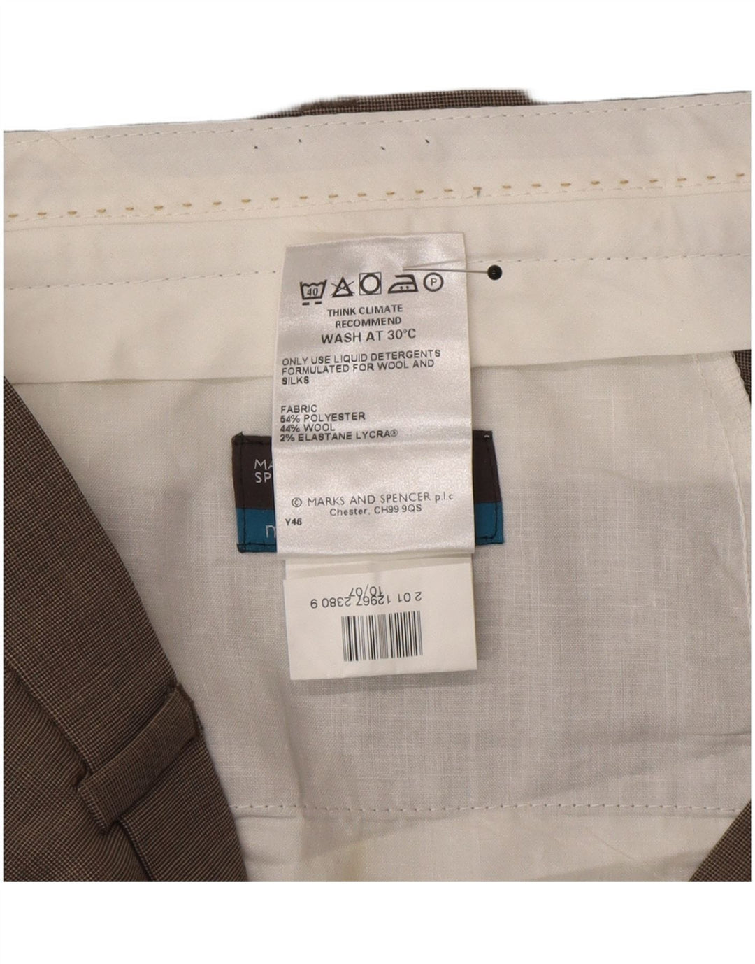 Marks & Spencer Mens Tailored Pegged Suit Trousers W38 L29 Grey Polyacrylic