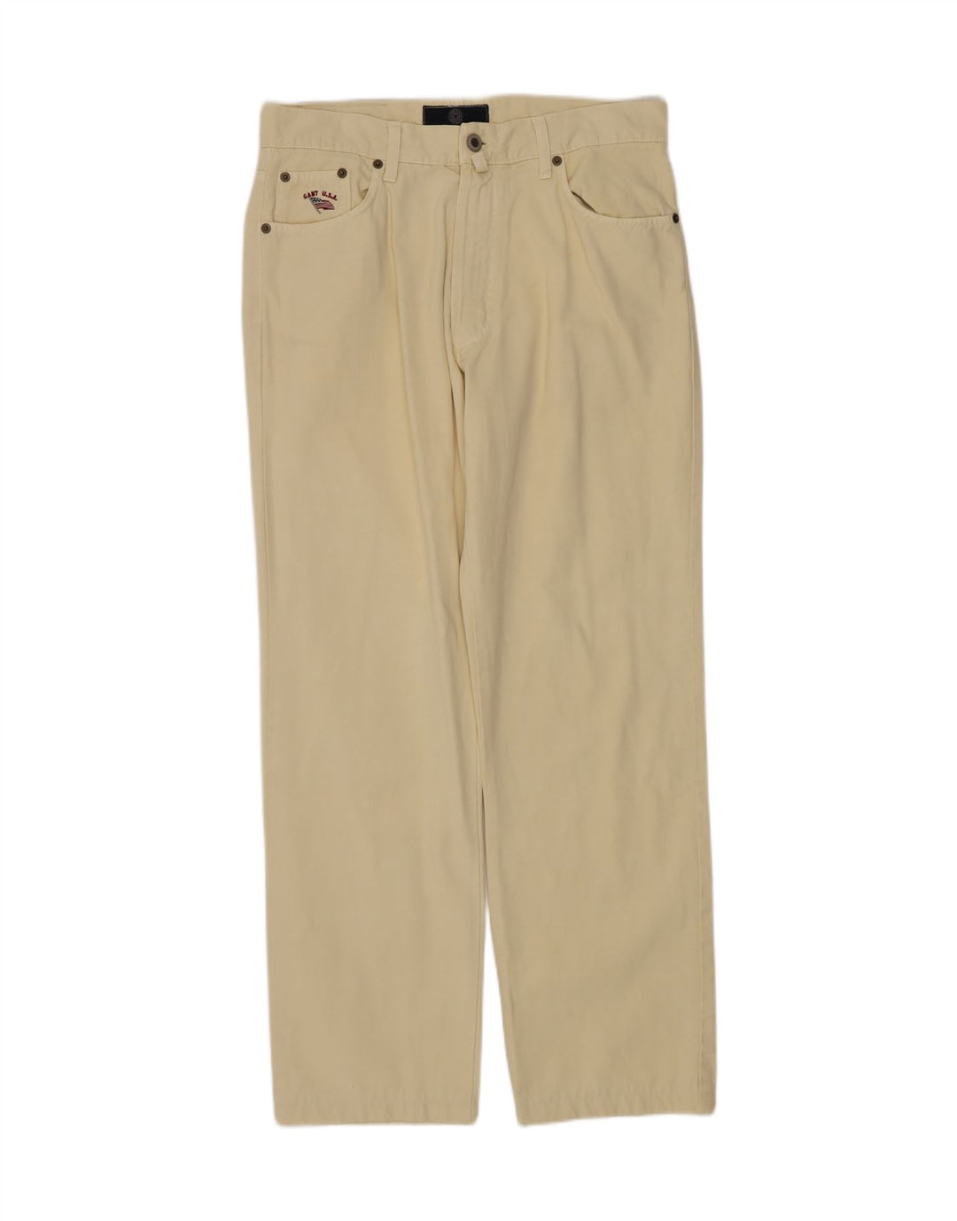GANT Mens Straight Casual Trousers W32 L29 Yellow Cotton