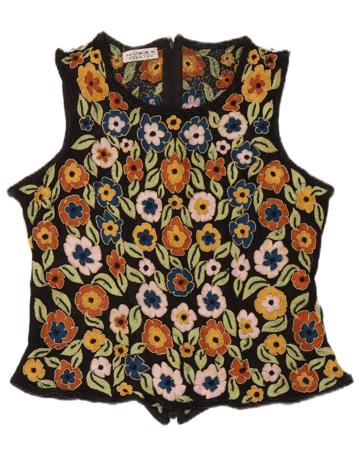 Murek Womens Sleeveless Blouse Top UK 12 Medium Multicoloured Floral