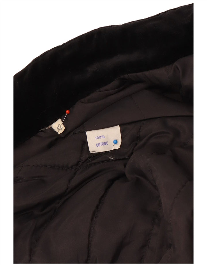 Vintage Womens Velvet Bomber Jacket IT 42 Medium Black Cotton