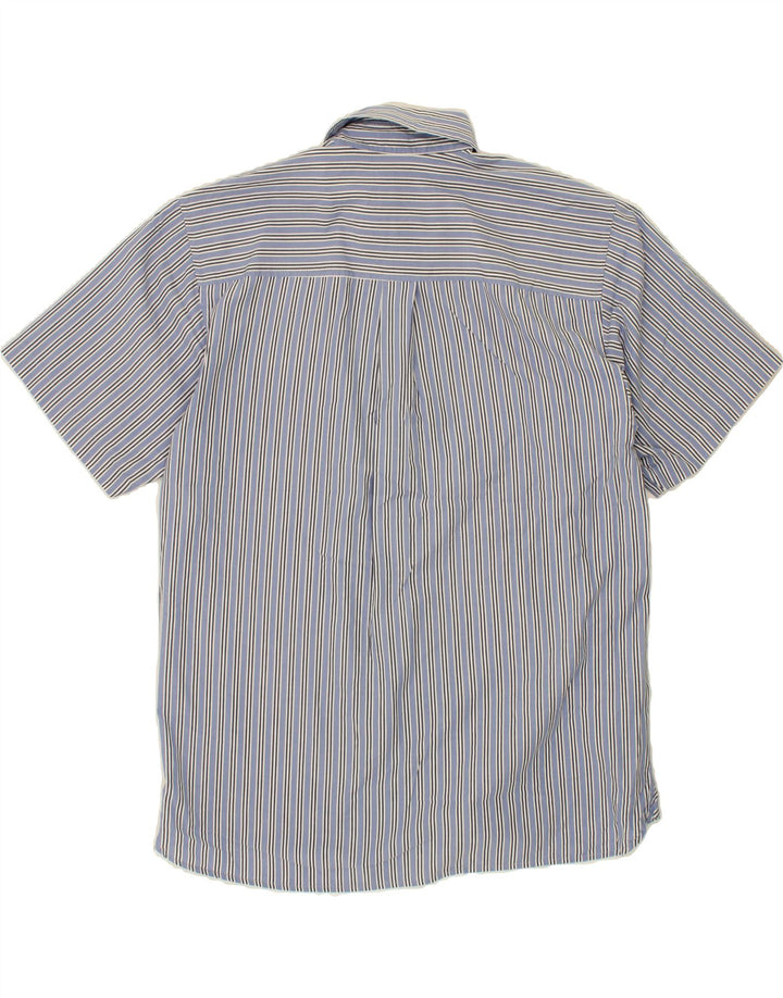 IZOD Mens Easy Care Short Sleeve Shirt Medium Blue Striped Cotton Vintage Izod and Second-Hand Izod from Messina Hembry 