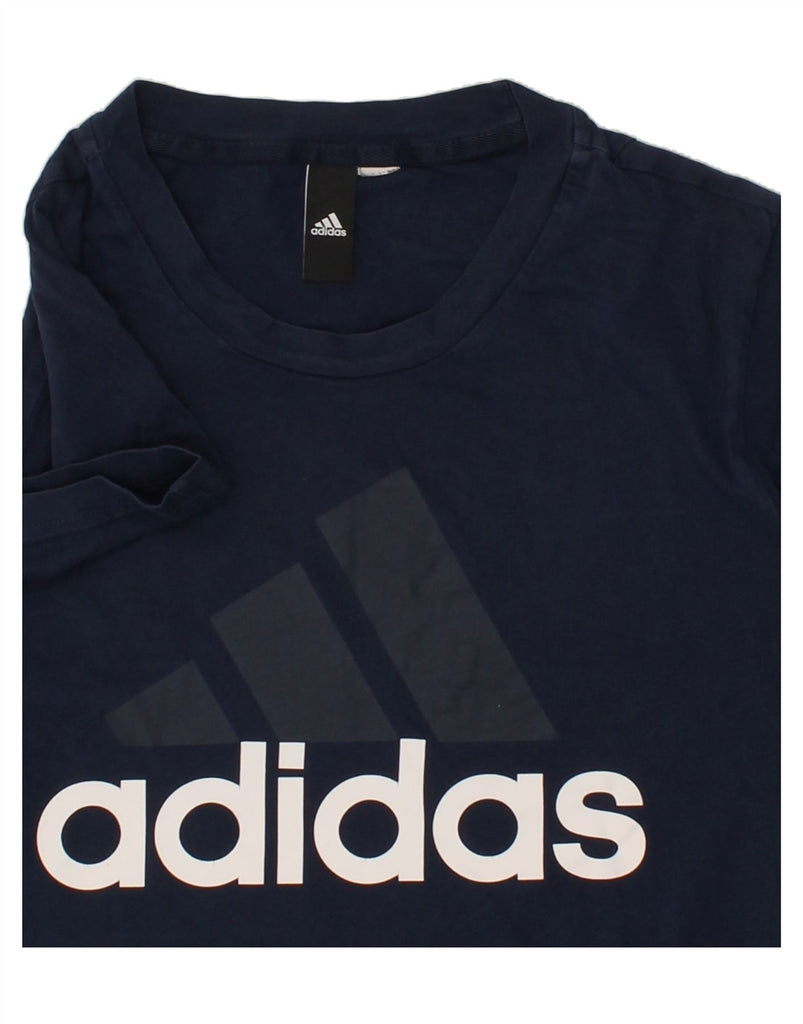 ADIDAS Womens Graphic T-Shirt Top UK 12 Medium Navy Blue | Vintage Adidas | Thrift | Second-Hand Adidas | Used Clothing | Messina Hembry 