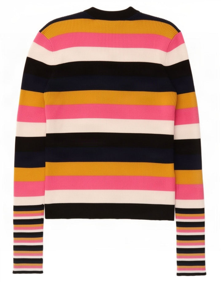 Zara Womens Crop Blouse Top UK 12 Medium Multicoloured Striped
