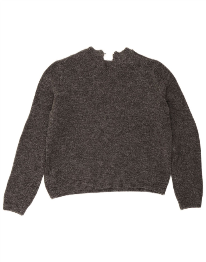 Marks & Spencer Womens Boat Neck Jumper Sweater UK 14 Medium Grey Acrylic