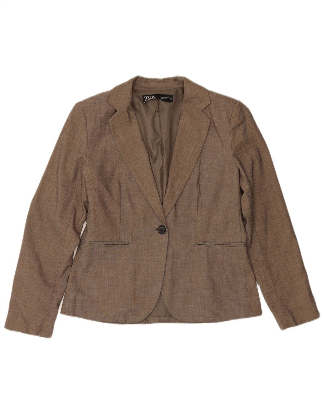 ZARA Womens 1 Button Blazer Jacket EU 38 Small Brown Polyester